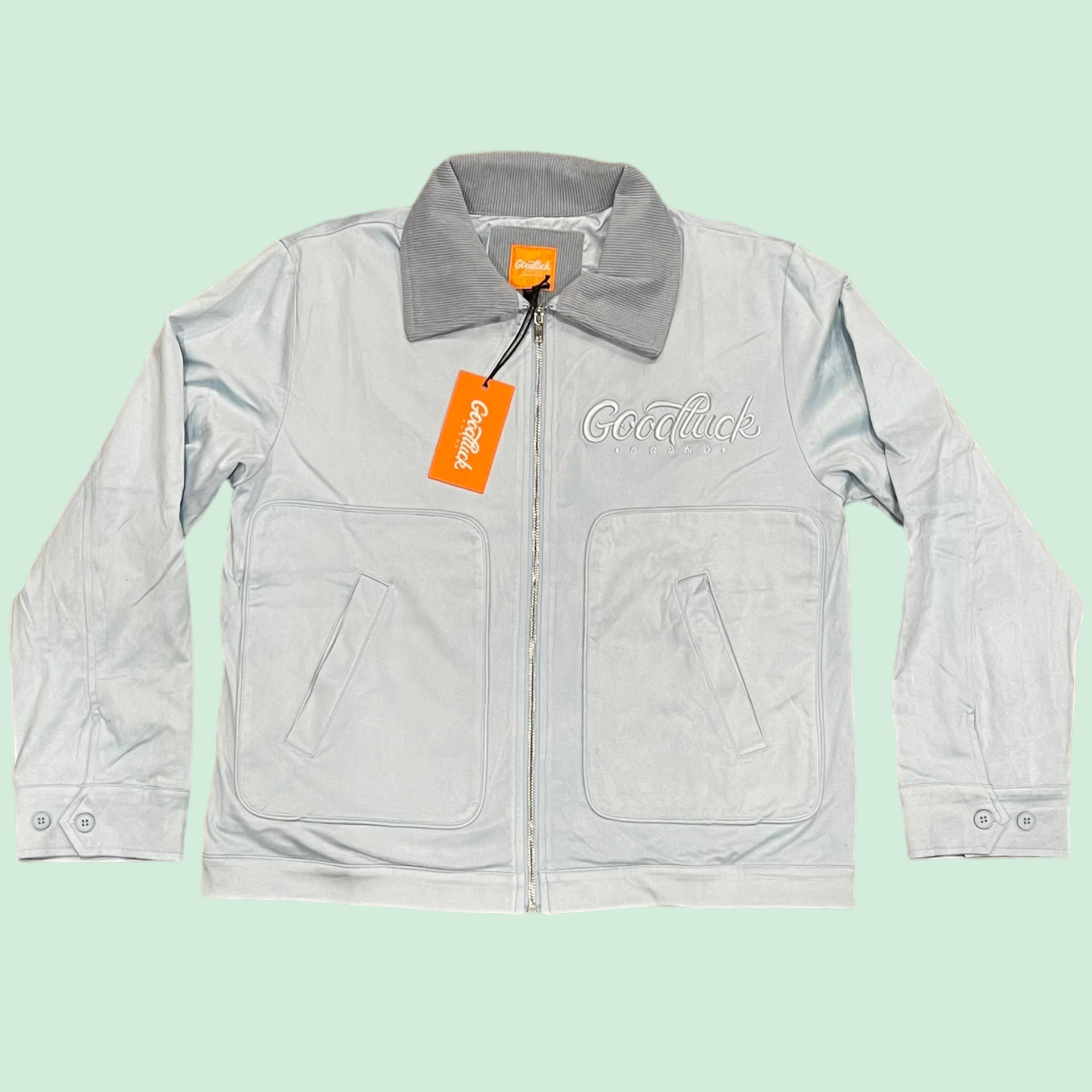 Ice Blue Suede Carpenter Jacket