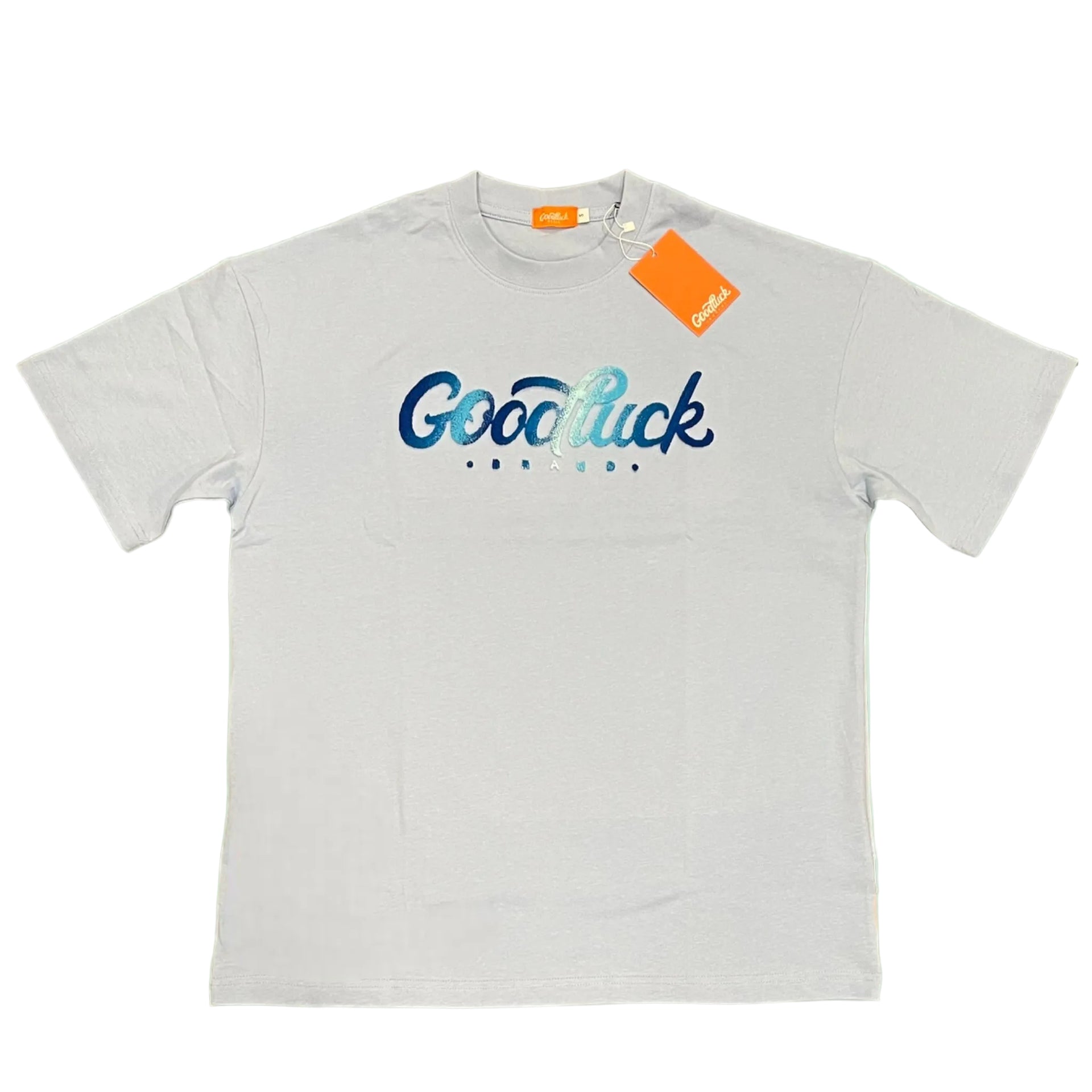 Powder Blue Brushed Embroidered T Shirt
