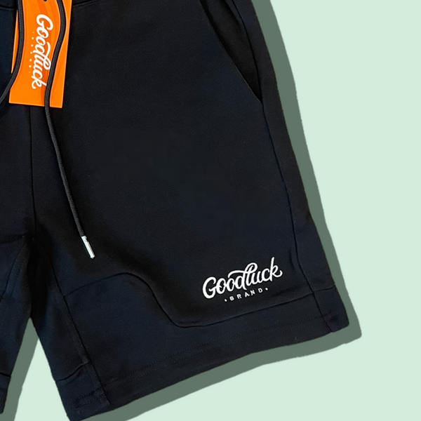 Black Knee Length Logo Shorts