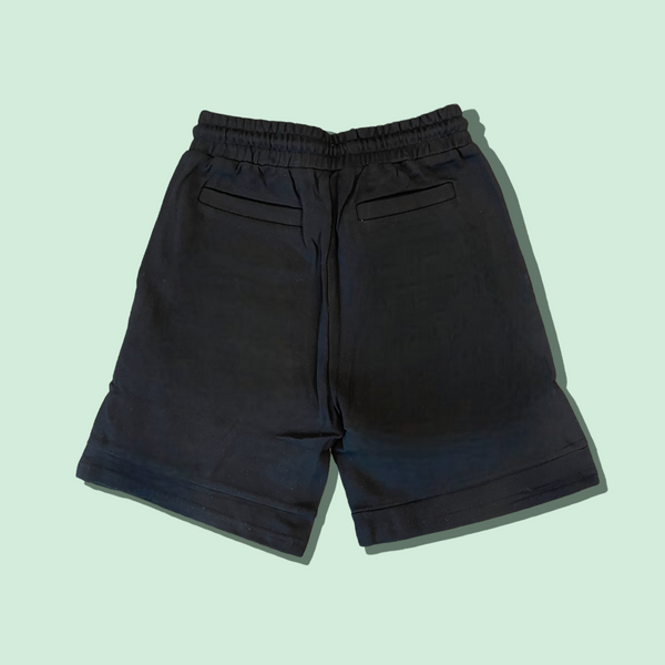 Black Knee Length Logo Shorts