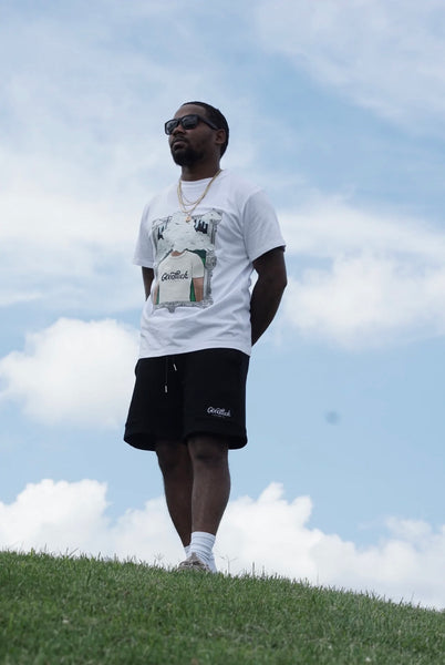 Black Knee Length Logo Shorts