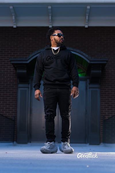 “Black” Flocked Sweatsuit