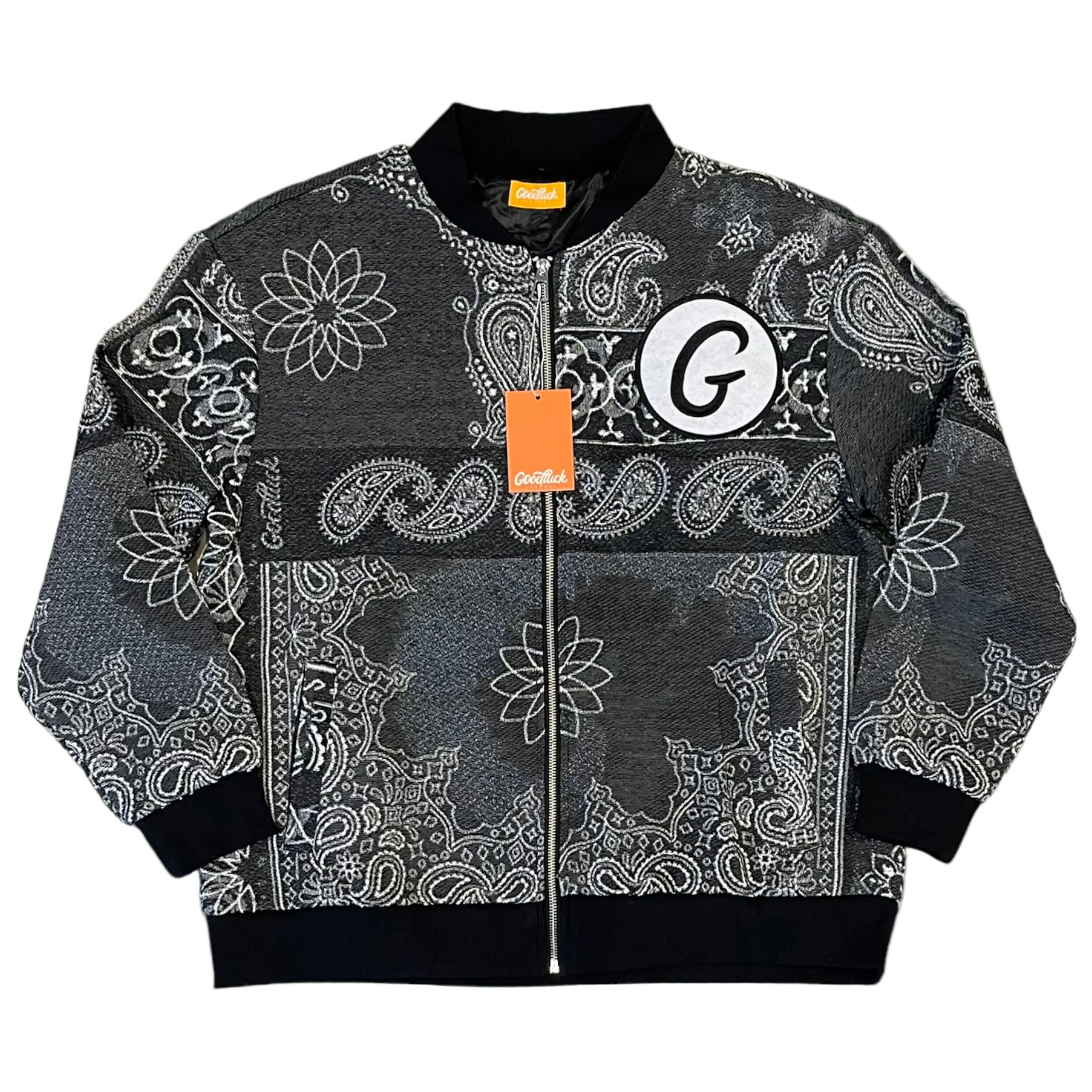 Paisley Print Tapestry Varsity Jacket
