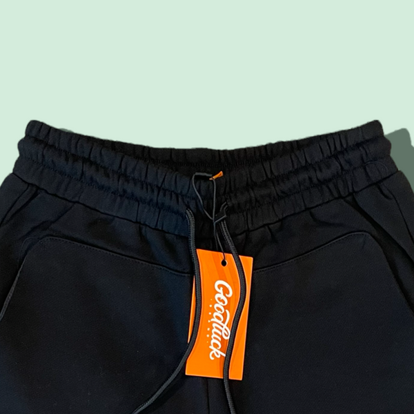 Black Knee Length Logo Shorts