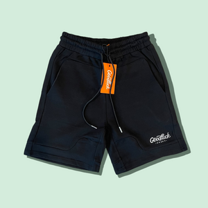 Black Knee Length Logo Shorts