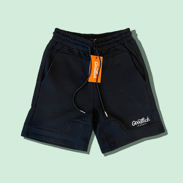 Black Knee Length Logo Shorts